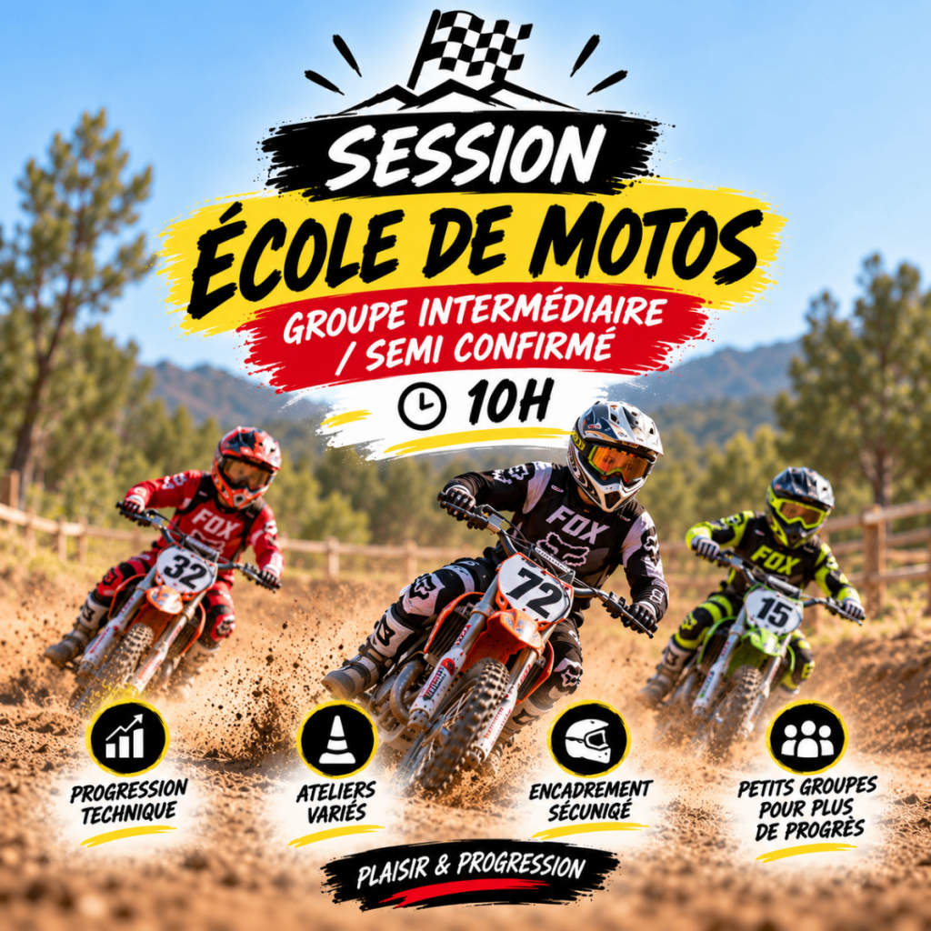 Session Ecole de motos : Groupe intermédiaire / semi confirmés à 10h00