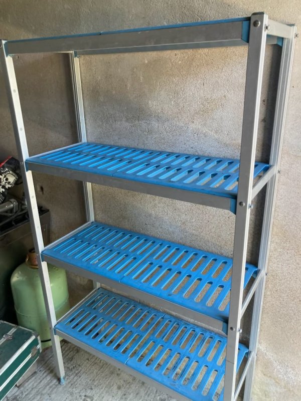 étagère inox & plastique bleu L100xH180 x P38